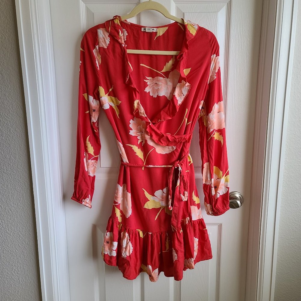 Billabong Coral Floral Wrap Dress
